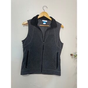 Columbia Fleece Vest Women Size S Gray Full Zip Pockets Outdoors Soft Feel
